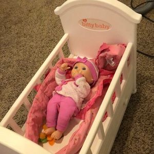 Bitty baby doll with crib